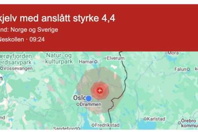 Politiet: Jordskjelv med styrke 4,4 i Oslo-området – alle beredskapsressurser varslet
