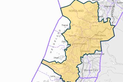 Sender ut farevarsel om sørpeskred for stort sett hele Nord-Helgeland fra i dag av