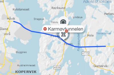 Trafikkuhell i Karmøytunnelen: Veien mot Tysvær stengt