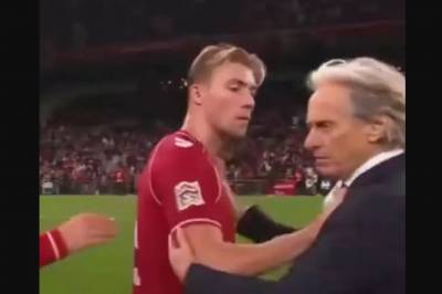Rasmus Højlunds møte med Jorge Jesus etter Portugal–Danmark-kampen går viralt