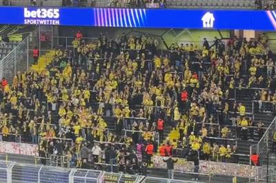 Glimt-supporterne herjer på tribunen i Dortmund