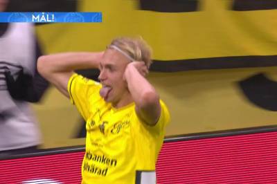 Leo Hakan Ostman med mål mot Halmstad