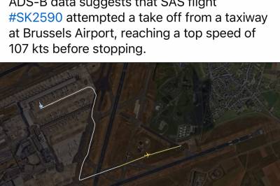 SAS-fly forsøkte å ta av fra taxibane