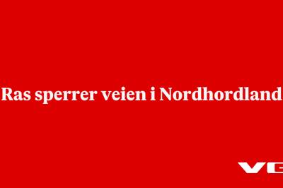 Ras sperrer veien i Nordhordland