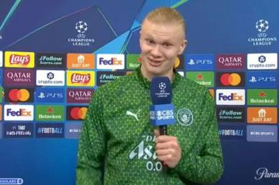 Haaland «spøker med» Carragher i et CBS Sports-intervju etter å ha scoret vinnermålet mot Real Madrid