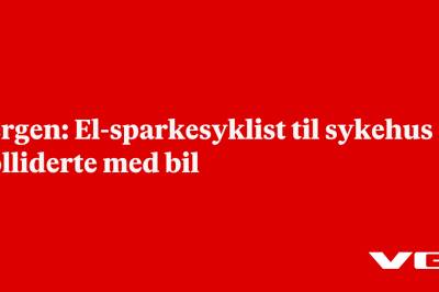 Bergen: El-sparkesyklist til sykehus etter kollisjon med bil