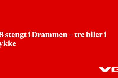 E18 stengt i Drammen – tre biler i ulykke