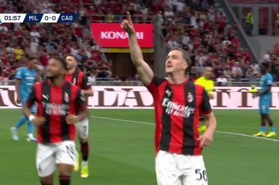 Alexis Saelemaekers setter 1-0 mot Cagliari