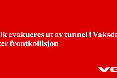 Folk evakueres ut av tunnel i Vaksdal etter frontkollisjon