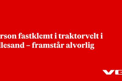 Person fastklemt i traktorvelt i Lillesand – framstår alvorlig