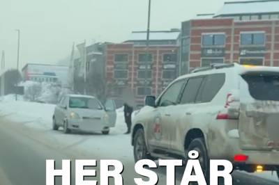 Her står bilen feil vei på E18