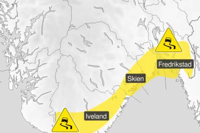 Farevarsel om is: - Gå og kjør forsiktig!