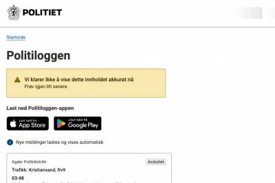 Tekniske problemer hos politiet – politiloggen nede