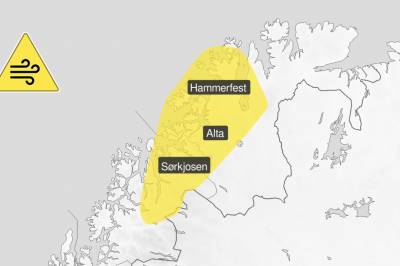 Sendt ut gult farevarsel: Venter vindkast opp mot 33 meter i sekundet