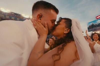 Gifter seg under Super Bowl-showet