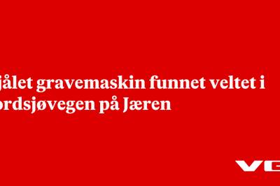 Stjålet gravemaskin funnet veltet i Nordsjøvegen på Jæren