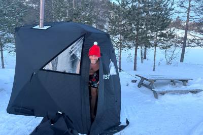 Badstue og isbading på Gautefall