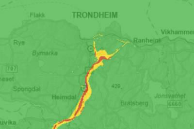 Hele områder «i rødt»