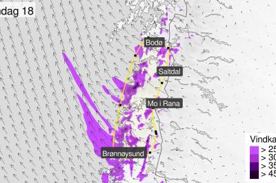 Sender ut farevarsel: Advarer om kraftige vindkast og liten storm