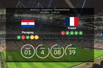 Paraguay mot Frankrike: VM-16 delsfinale – lagoppstillinger og statistikk
