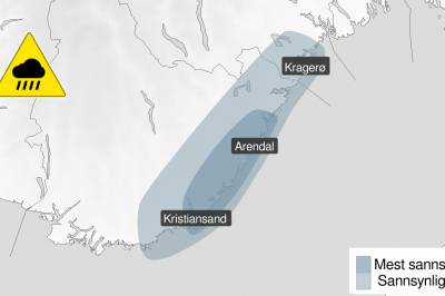 Fare for styrtregn: - Kan komme 20 millimeter på en time