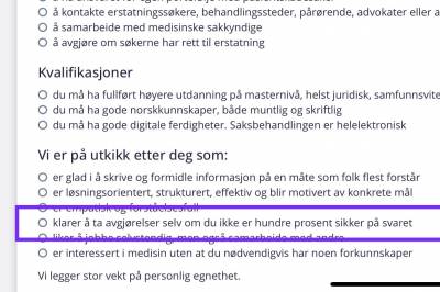 Vi må ta selvkritikk. Denne annonsen kunne misforstås.