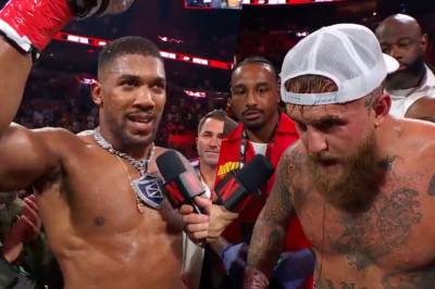 Øyeblikket Jake Paul blir slått ned for første gang i karrieren av Anthony Joshua