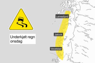 Venter underkjølt regn og vanskelige kjøreforhold på kysten