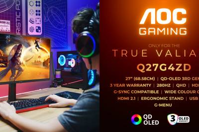 Dette er den nye AOC GAMING Q27G4ZD-skjermen, det siste innen tredje generasjons QD-OLED-teknologi