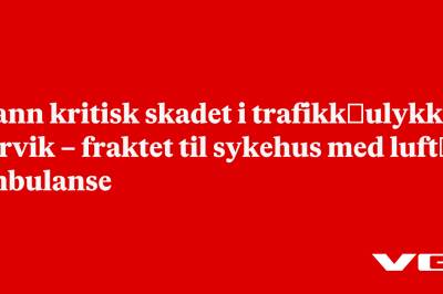 Mann kritisk skadet i trafikk­ulykke i Larvik – fraktet til sykehus med luft­ambulanse