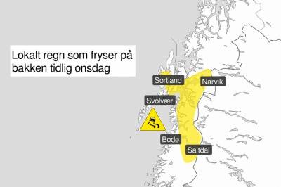 Sender ut farevarsel: – Kan bli ganske glatt