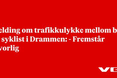 Melding om trafikkulykke mellom bil og syklist i Drammen: - Fremstår alvorlig