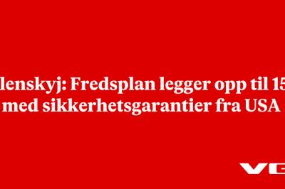 Zelenskyj: Fredsplan legger opp til 15 år med sikkerhetsgarantier fra USA