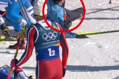 Her blir Pellegrino påkjørt i målområdet