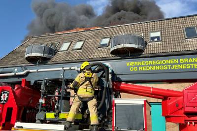 Full overtenning i bygning i  Stjørdal sentrum