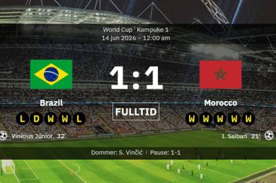 Fotball-VM: Brasil 1–1 Marokko – Vinicius Junior reddet stjernene