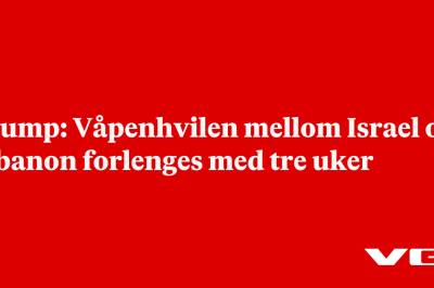 Trump: Våpenhvilen mellom Israel og Libanon forlenges med tre uker