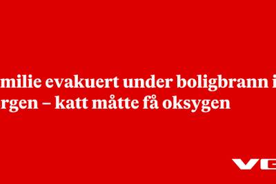 Familie evakuert under boligbrann i Bergen – katt måtte få oksygen