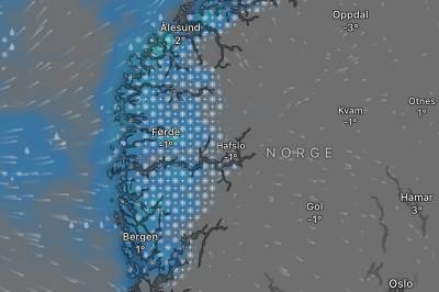 Varsler opp mot 15 centimeter snø i Vestland
