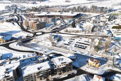 Se Vestby sentrum i det vinterfylte været