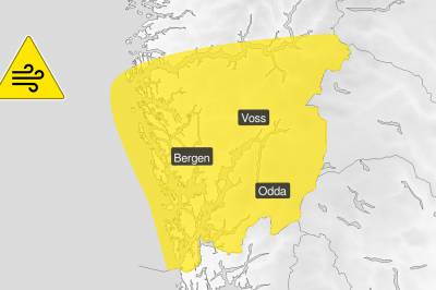 Gult farevarsel for kraftige vindkast