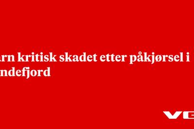 Barn kritisk skadet etter påkjørsel i Sandefjord