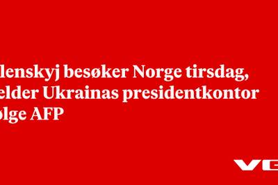 Zelenskyj besøker Norge tirsdag, melder Ukrainas presidentkontor ifølge AFP
