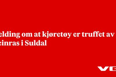 Melding om at kjøretøy er truffet av steinras i Suldal