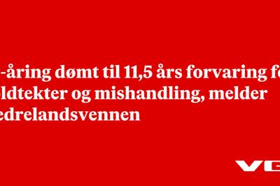 25-åring dømt til 11,5 års forvaring for voldtekter og mishandling, melder Fædrelandsvennen