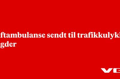 Luftambulanse på vei til trafikkulykke i Agder
