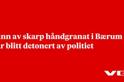 Funn av skarp håndgranat i Bærum – har blitt detonert av politiet