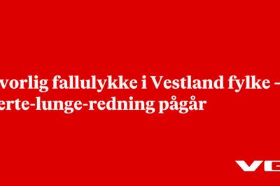 Alvorlig fallulykke i Vestland fylke – hjerte-lunge-redning pågår