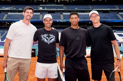 Nadal, Sinner, Bellingham og Courtois går sammen om et vennskapelig tennisoppgjør på Bernabéu