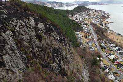 Dronebilder viser skadene etter brannen på Sukkertoppen